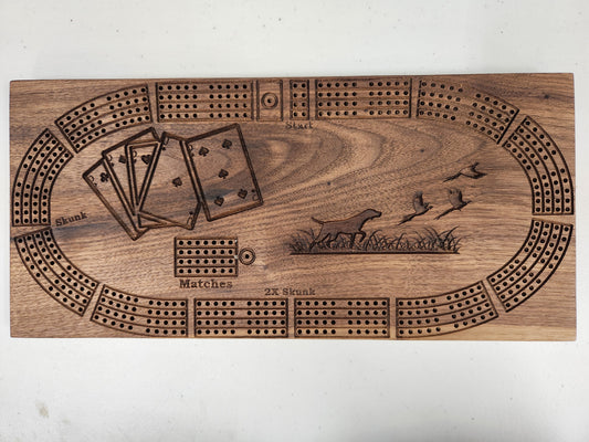 Pheasants and Dog Cribbage Board